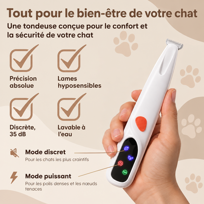 Elyvenza SilentPaw™ — Tondeuse de toilettage silencieuse pour chat