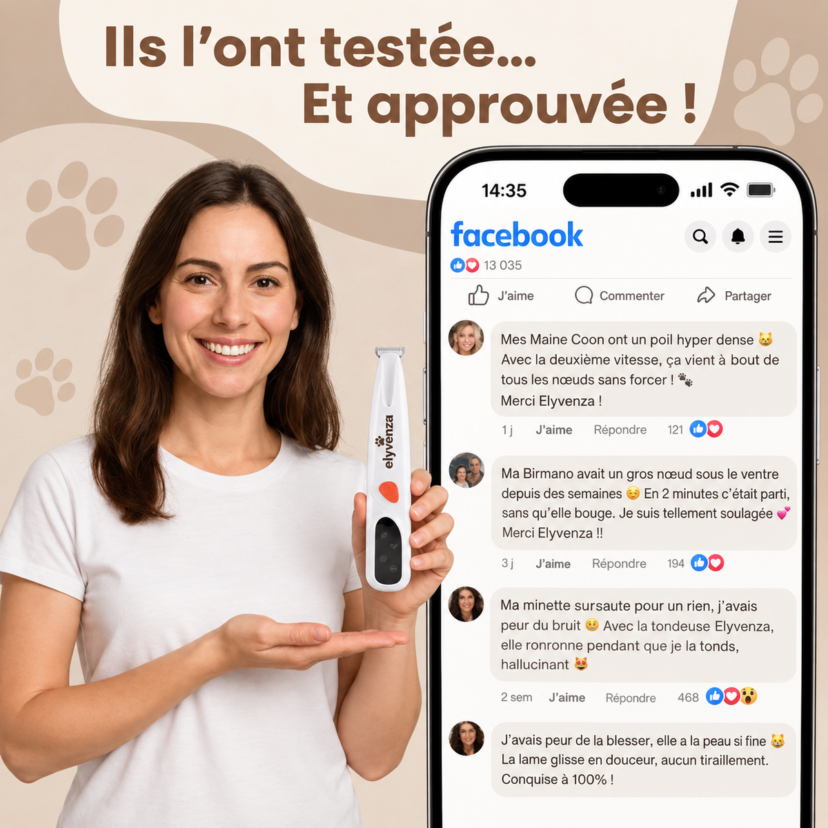 Elyvenza SilentPaw™ — Tondeuse de toilettage silencieuse pour chat