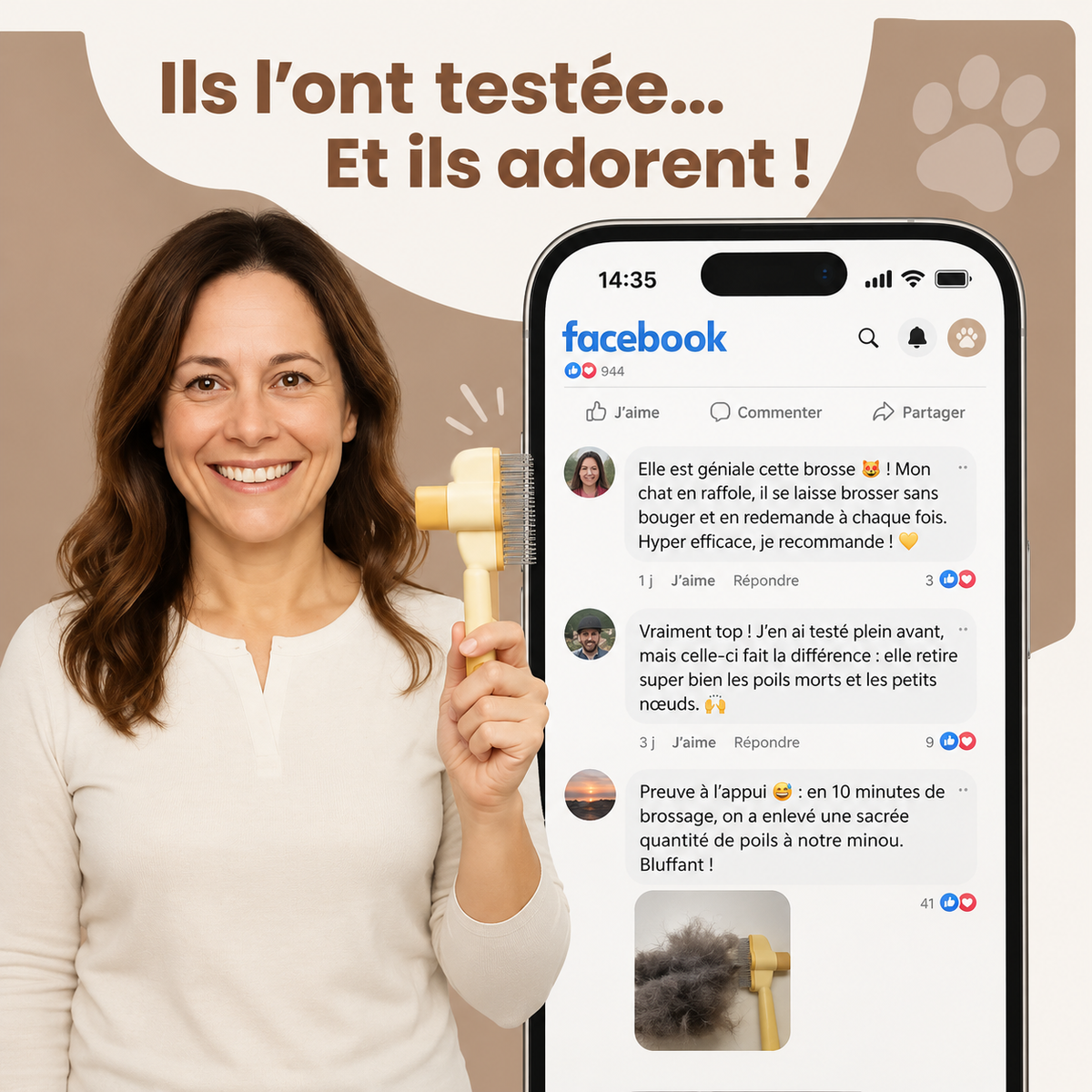 ElyBrush™ – Brosse anti-poils morts pour chat