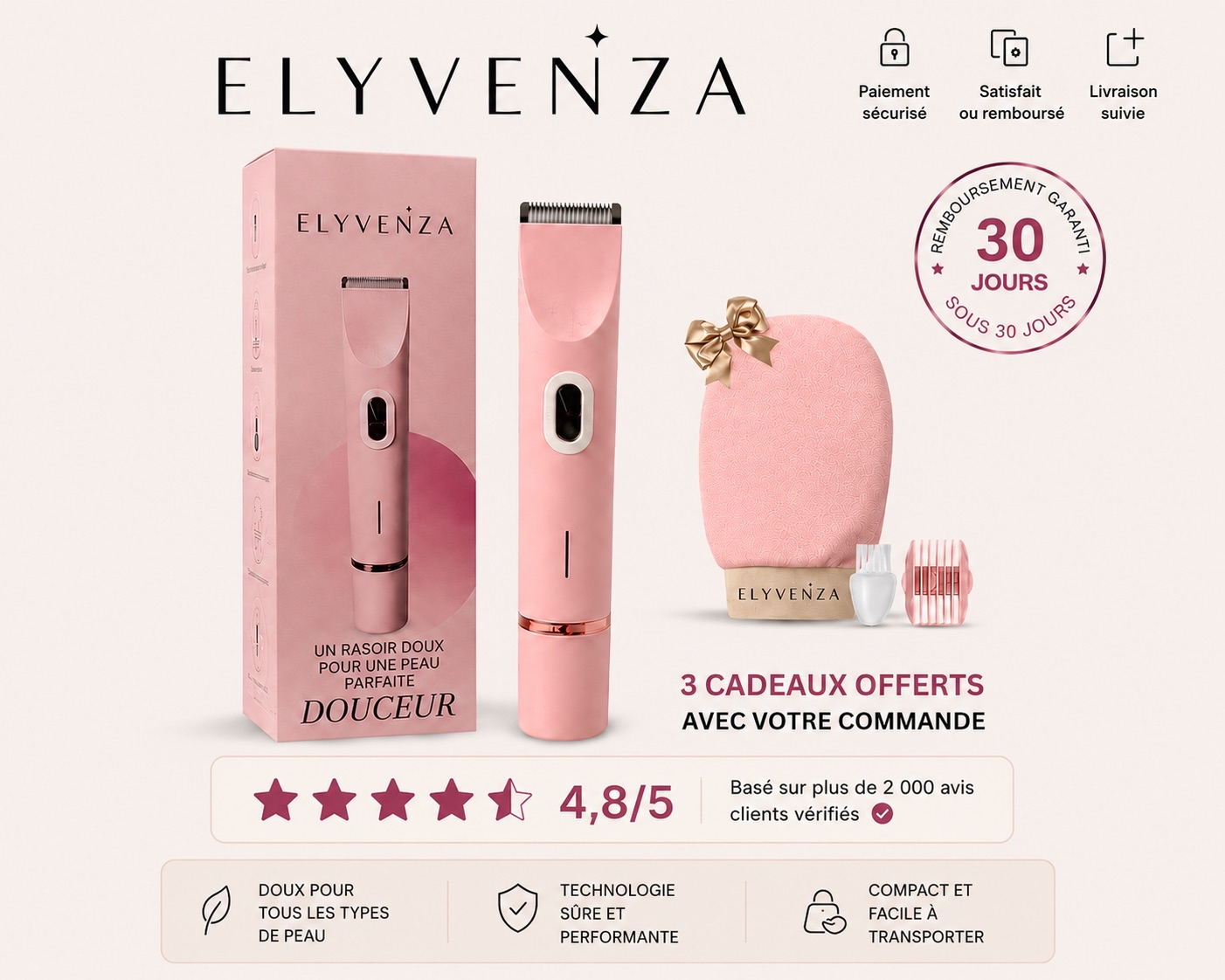 Elyvenza – Rasoir Douceur 2-en-1