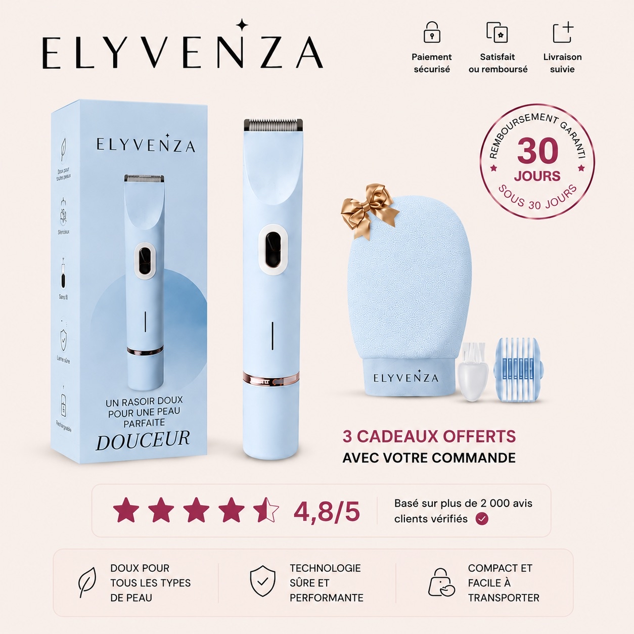 Elyvenza – Rasoir Douceur 2-en-1